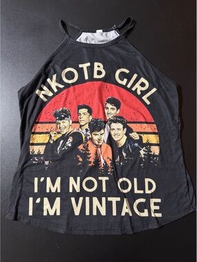 Women's NKOTB Girl I'm Not Old I'm Vintage Black Graphic Tank Top XL